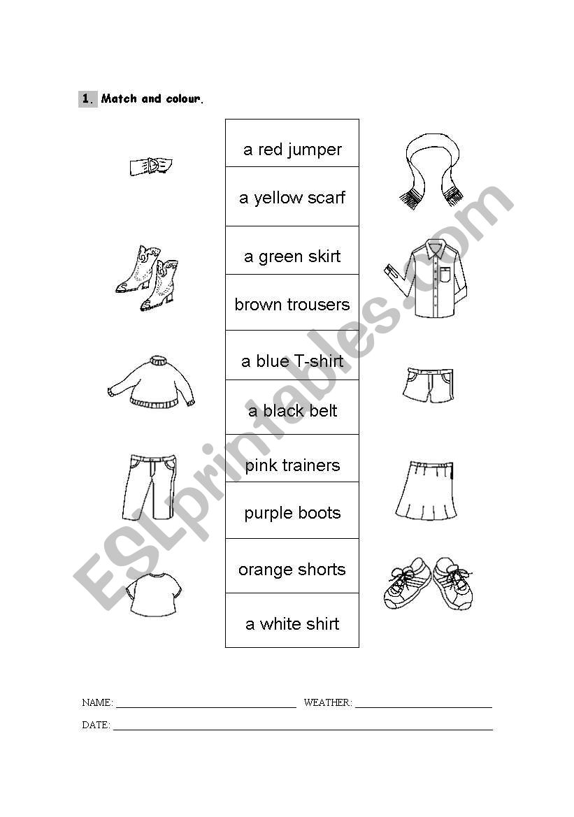 Clothes worksheet