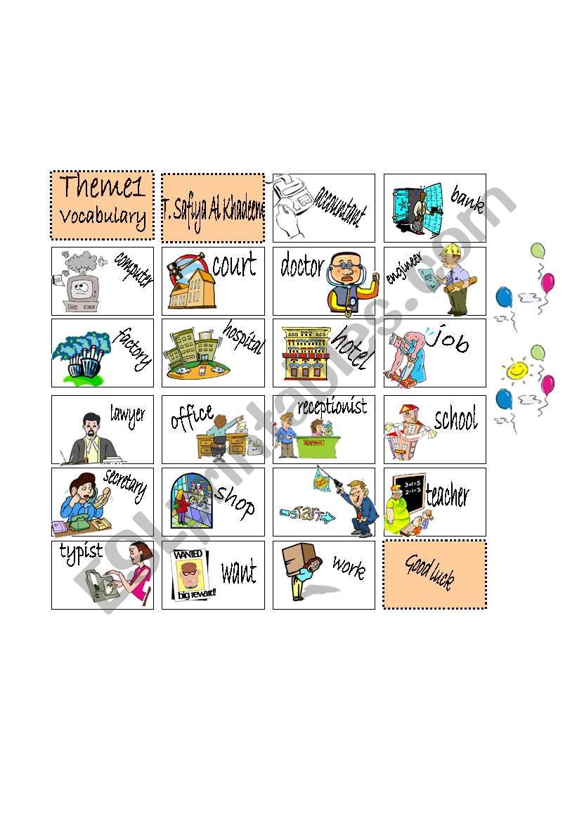 jobs and places worksheet