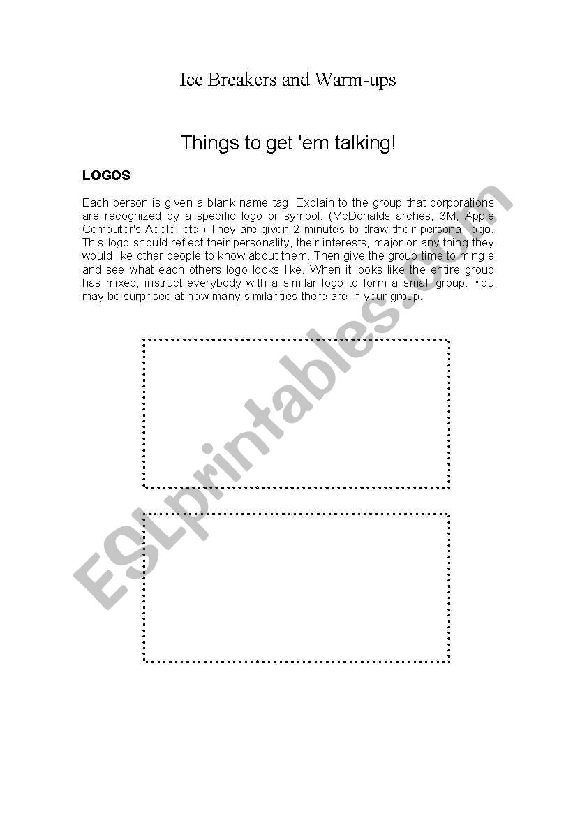 Get them talking! worksheet