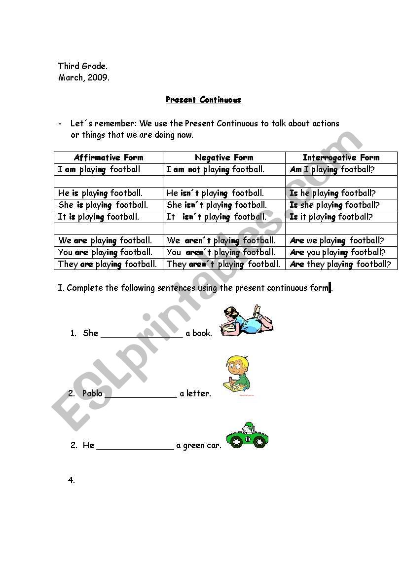 Present Continuous worksheet