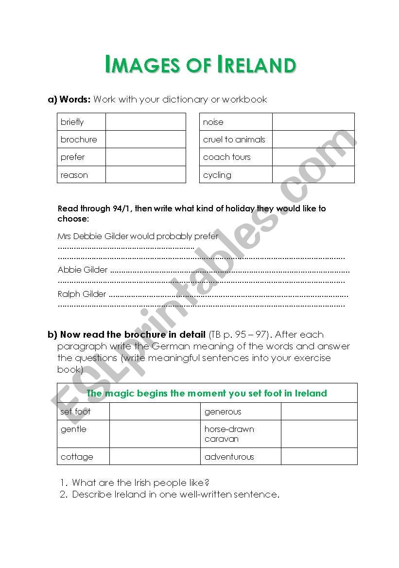 Images of Ireland worksheet