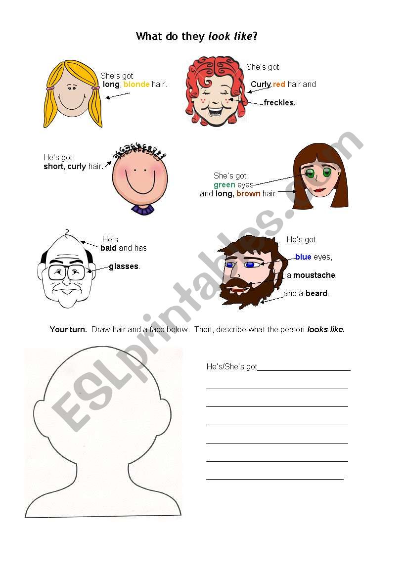 Describing people - ESL worksheet by klebeaux