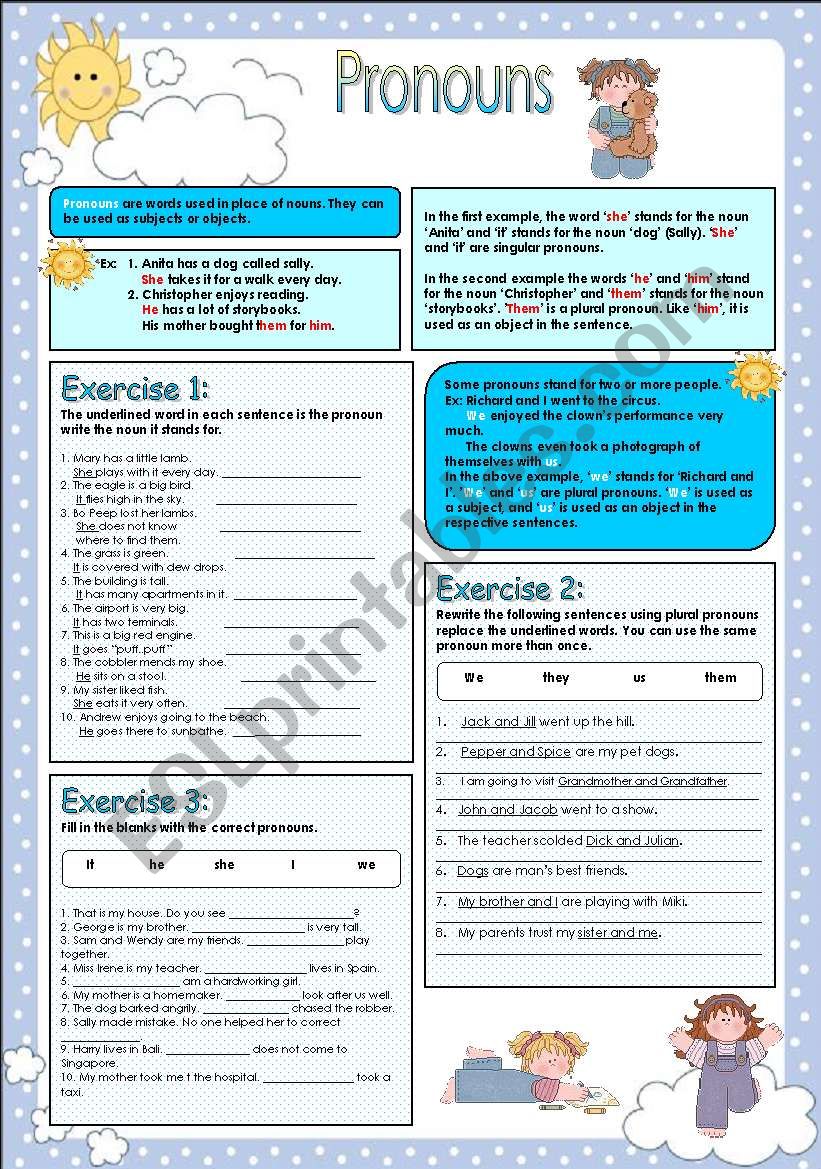 Pronouns worksheet