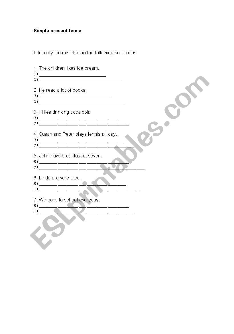 simple present tense worksheet