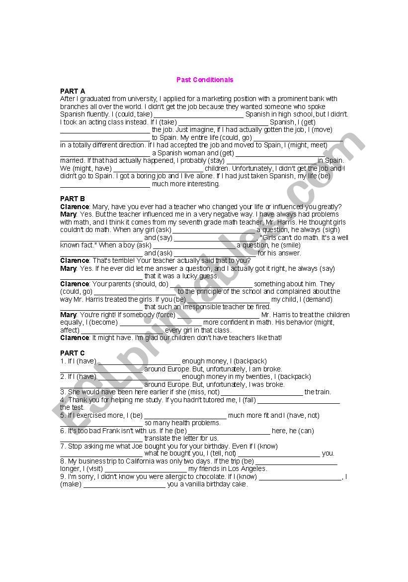 conditionals worksheet