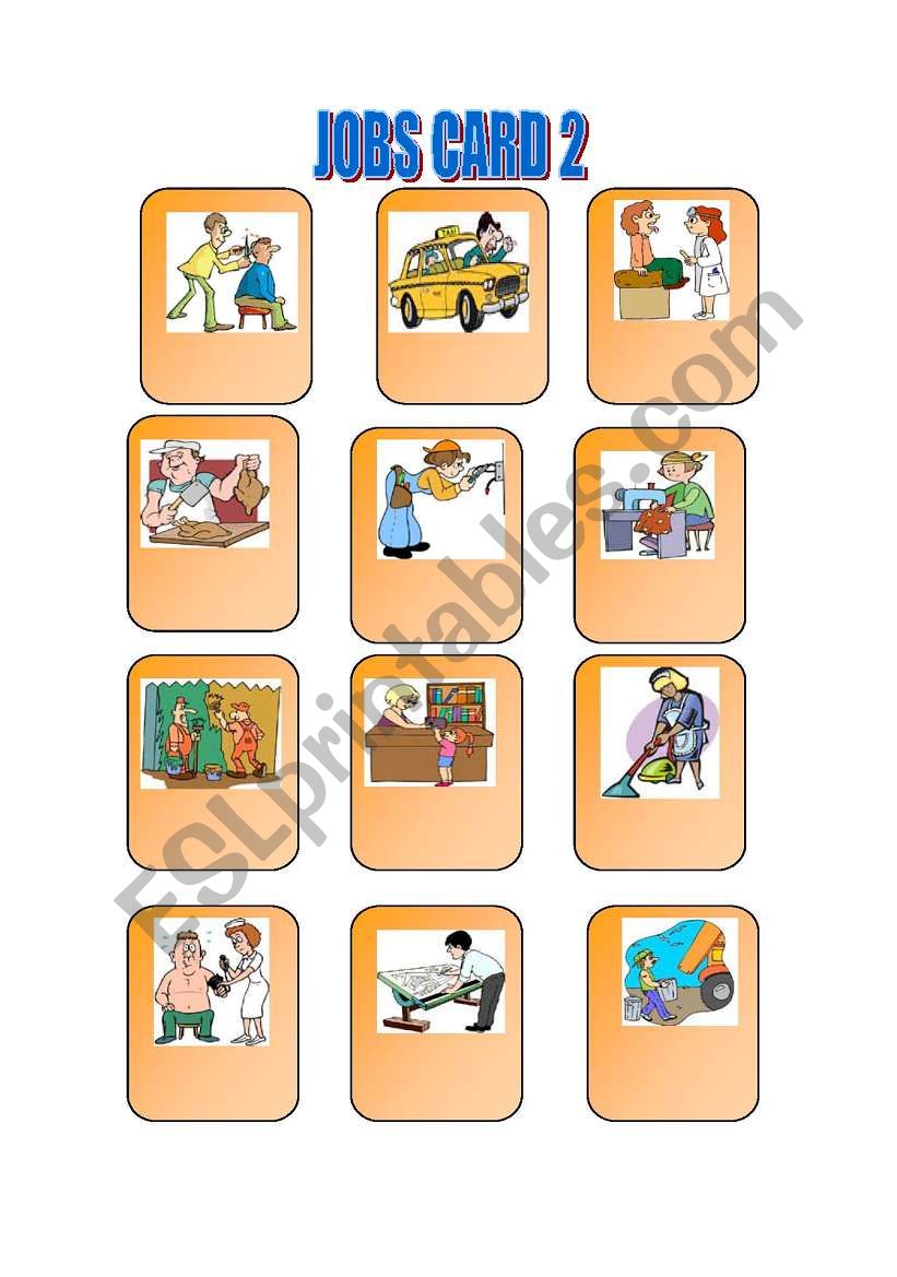 JOBS CARD 2 plus a boardgame worksheet