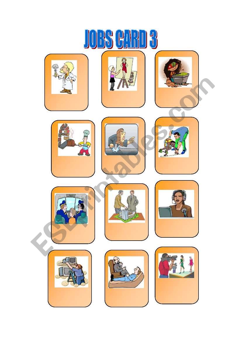 JOBS CARD 3 plus a boardgame worksheet