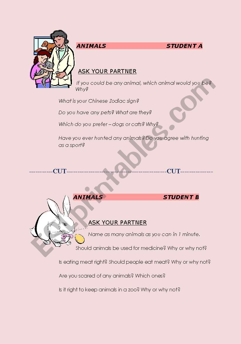 Pairwork - Conversation (Animals)
