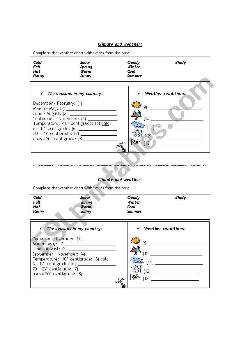 Weather hand out worksheet