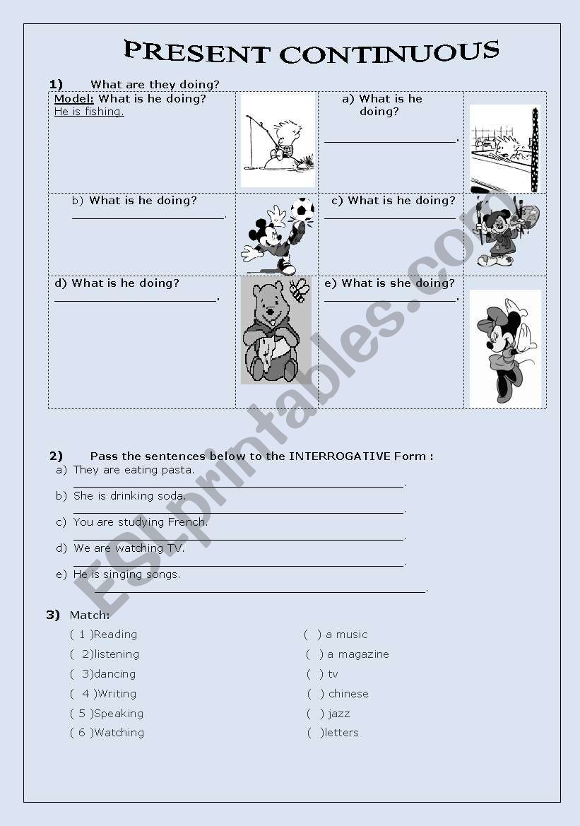 present continuous worksheet