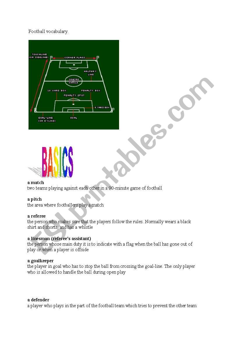 FOOTBALL VOCABULARY worksheet