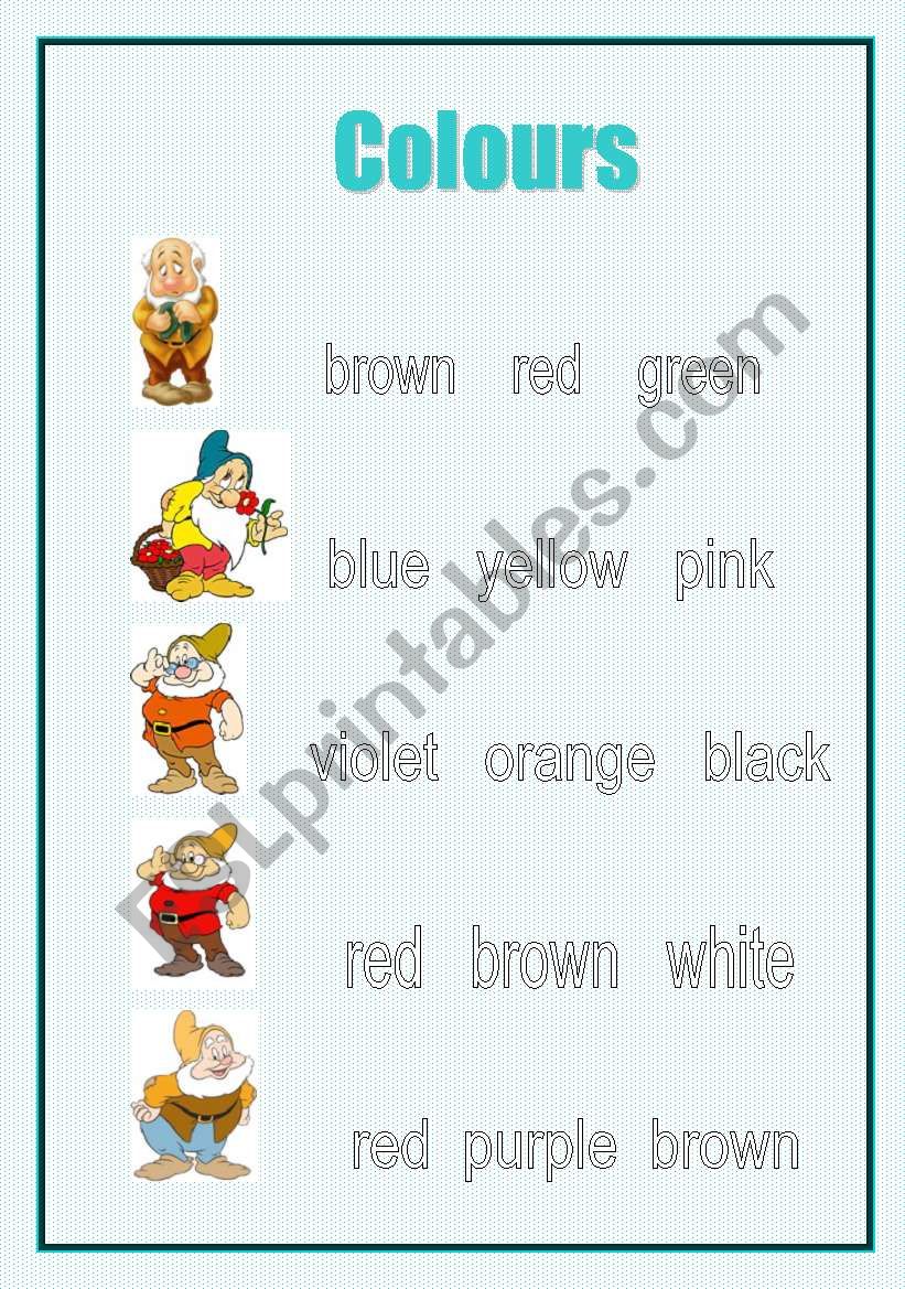 Colours worksheet