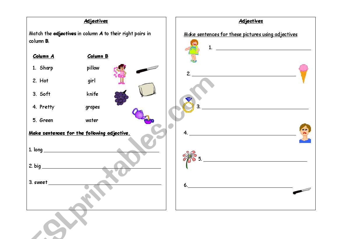 Adjectives worksheet