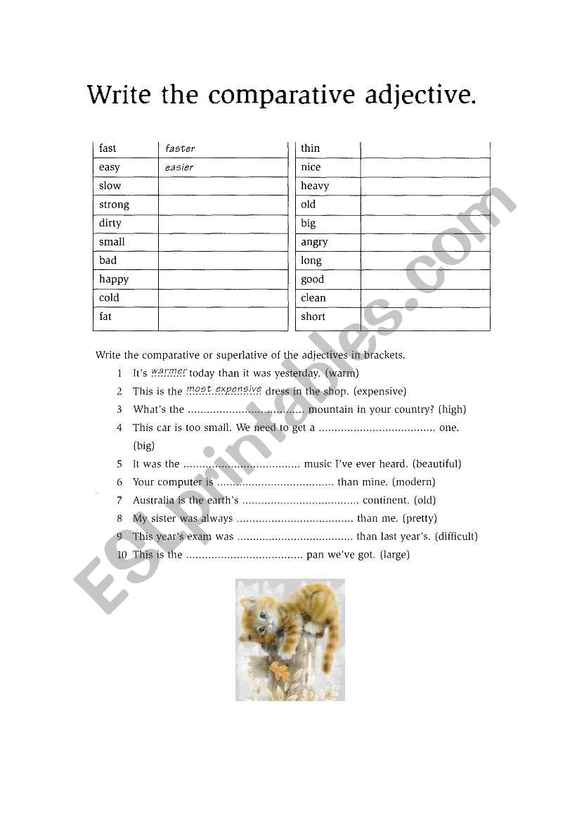 Comparative and Superlative worksheet