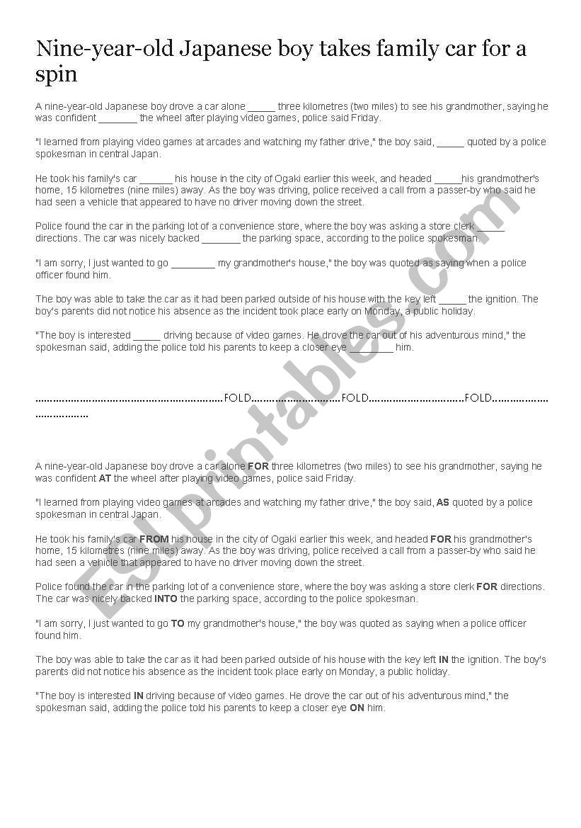 cae prepositions worksheet