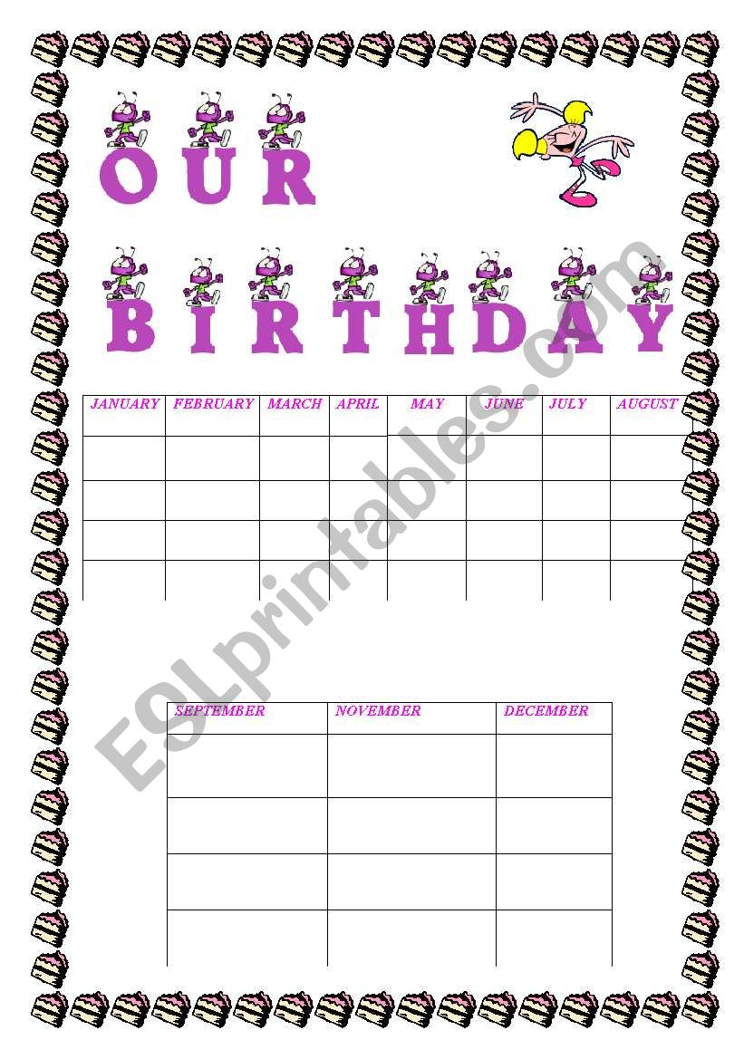 OUR BIRTHDAY worksheet