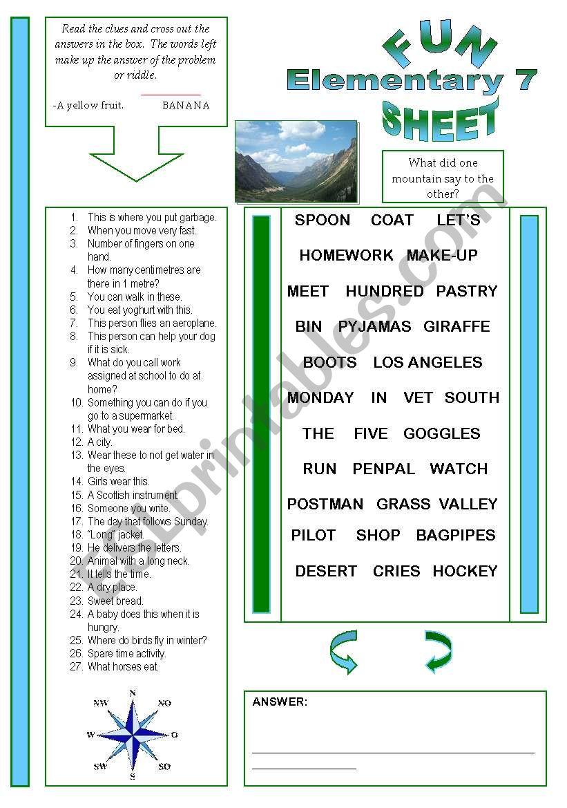 Fun Sheet Elementary 7 worksheet
