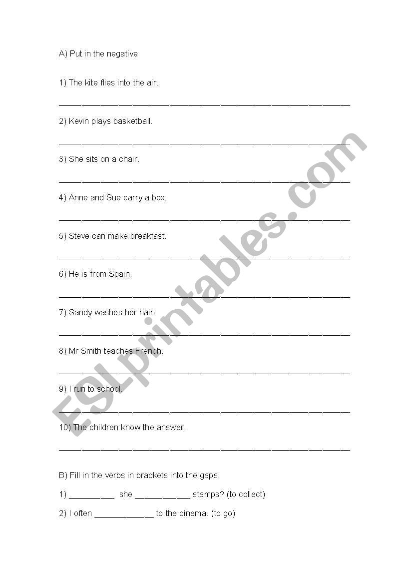 Simple present worksheet