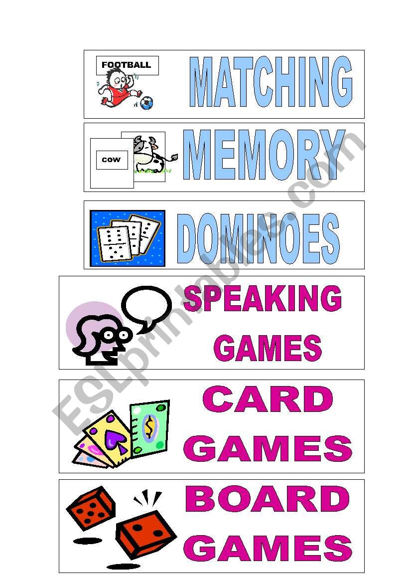 game cards for your class worksheet
