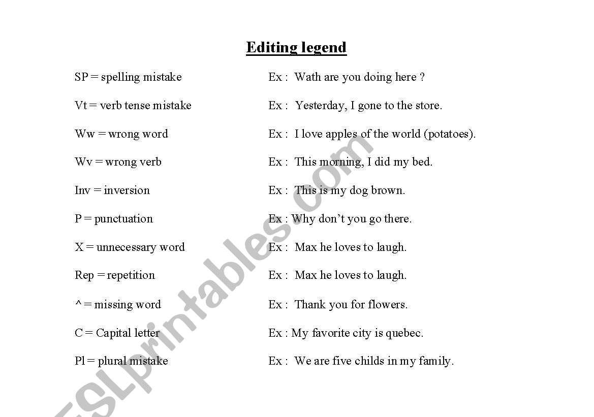 editing legend worksheet