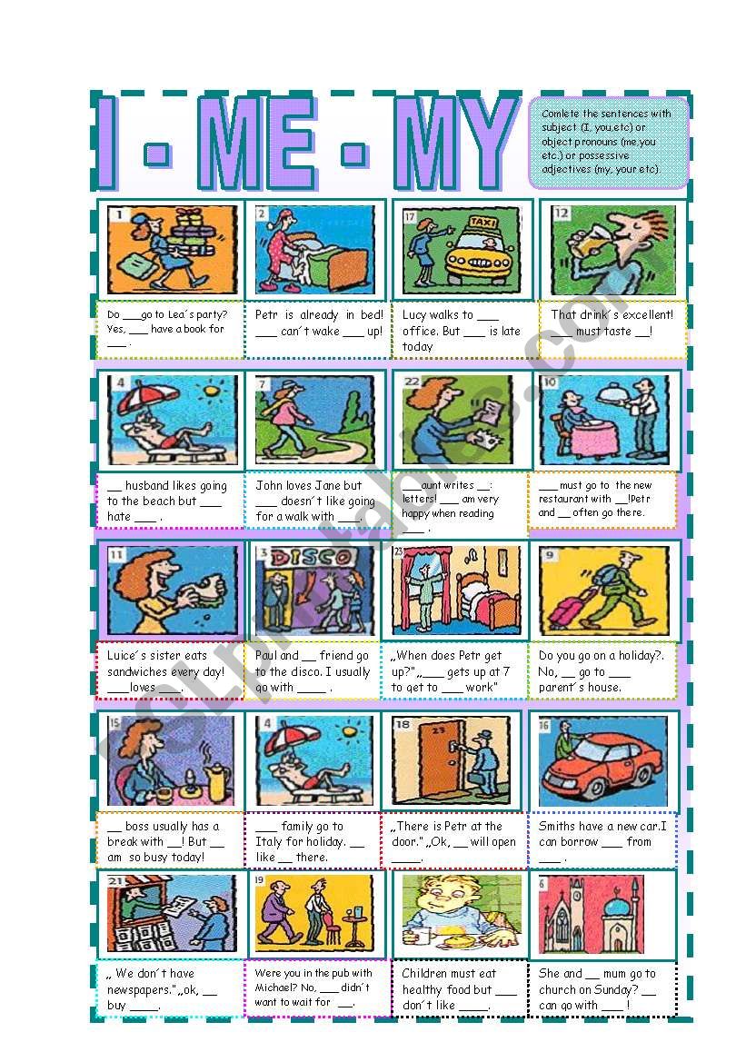 Subject and object pronouns vs possessive adjectives