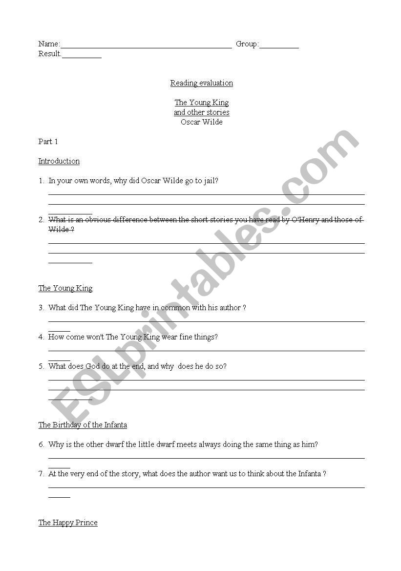 Comprehension questions worksheet