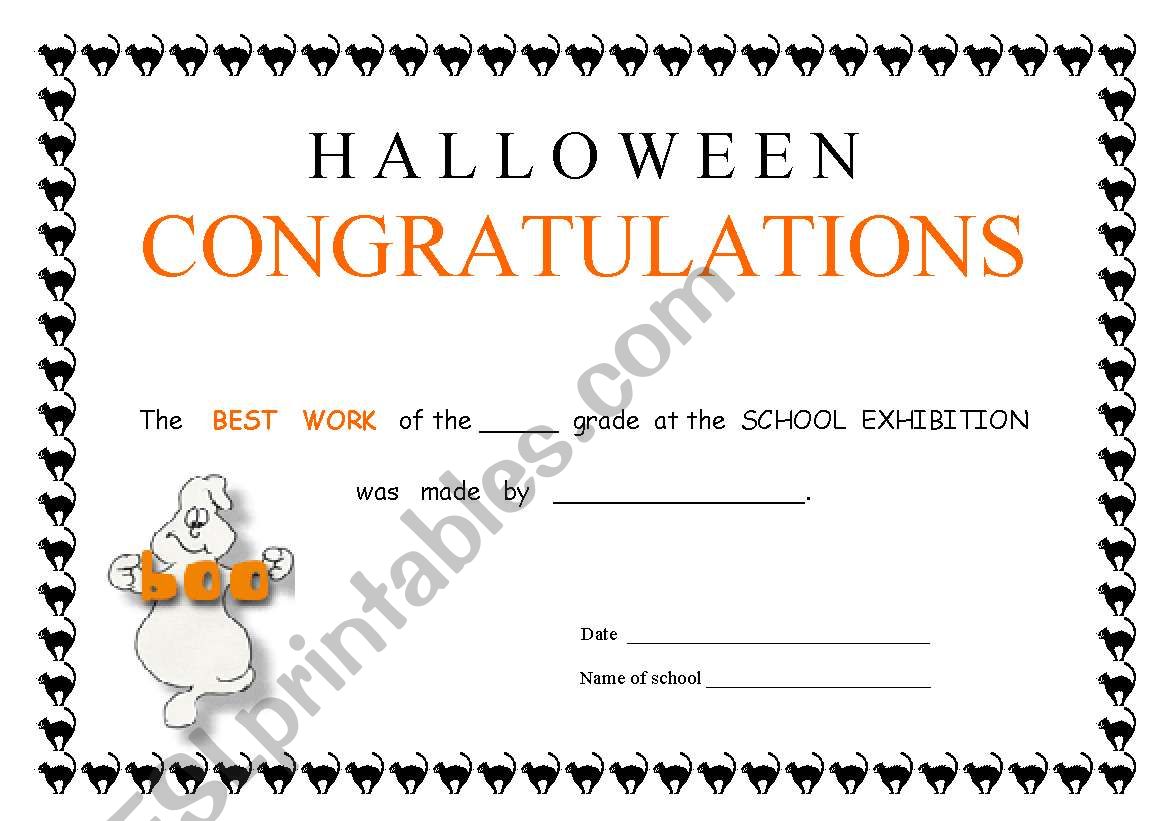 Halloween Congratulations worksheet
