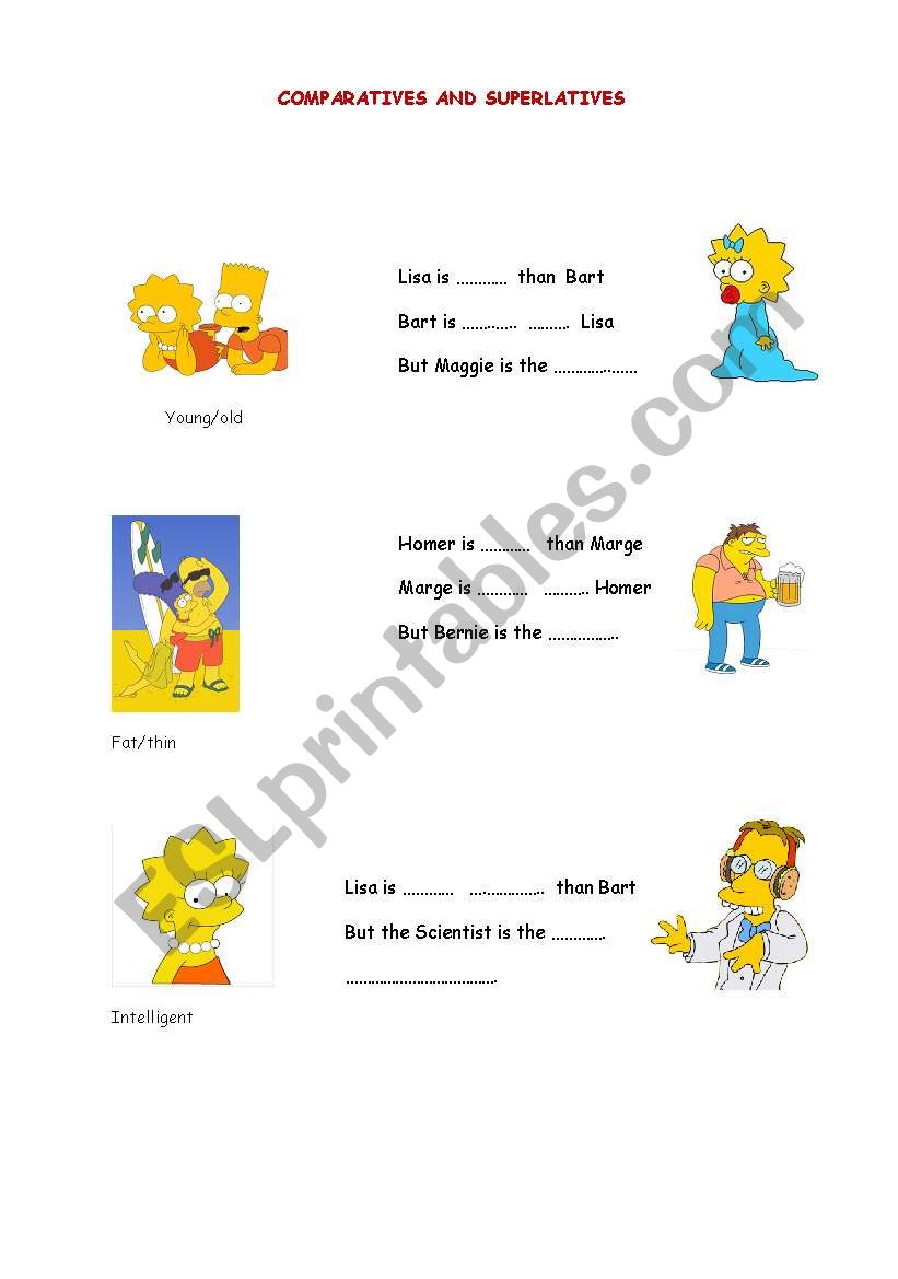 Comparing with the Simpsons worksheet