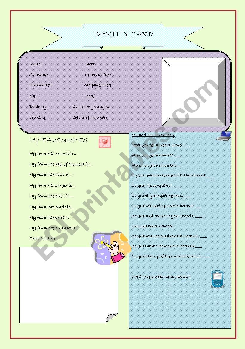 identity card / profile + me and technology survey 