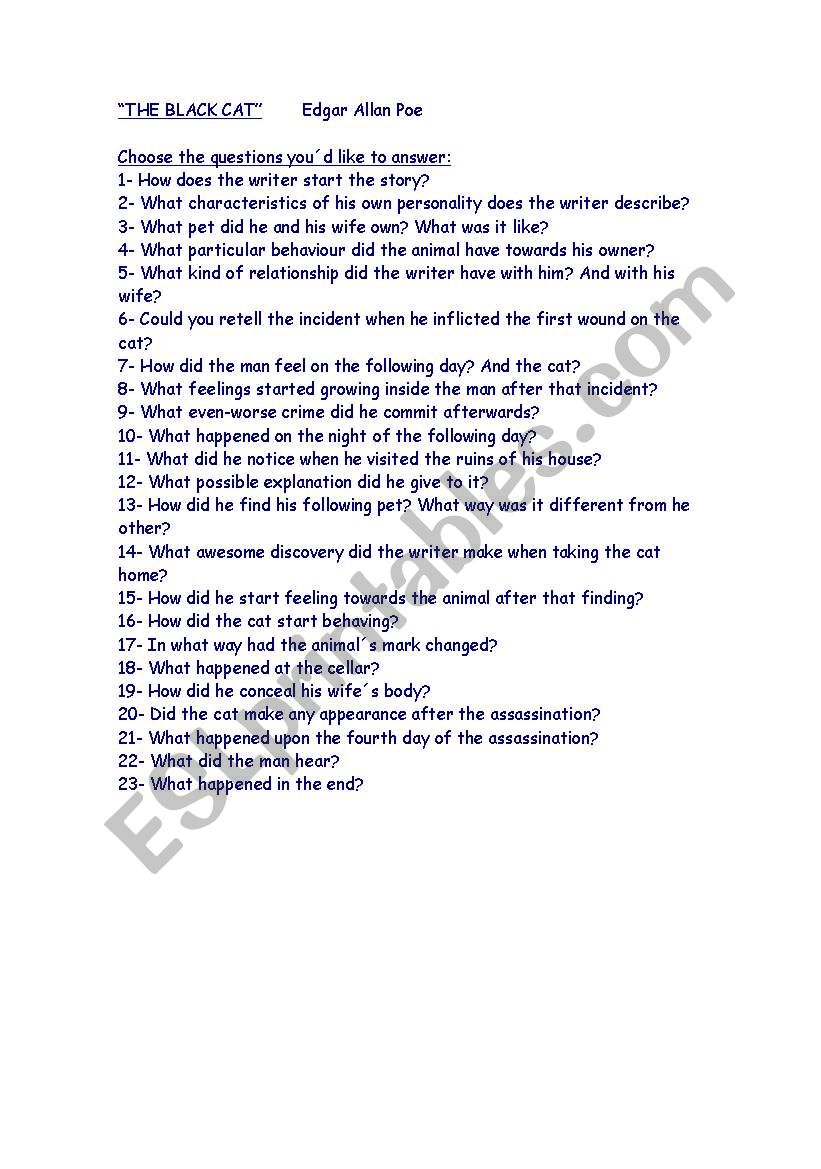 the-black-cat-questions-worksheet