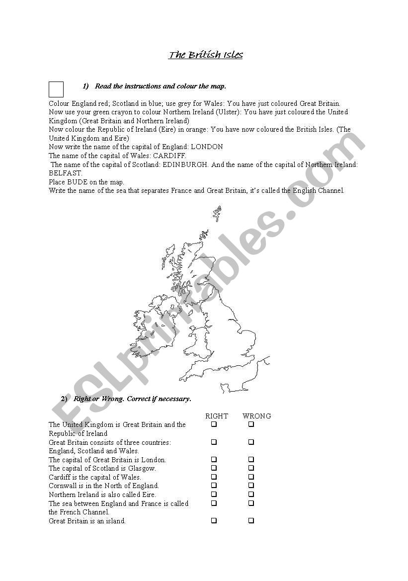 The british isles worksheet