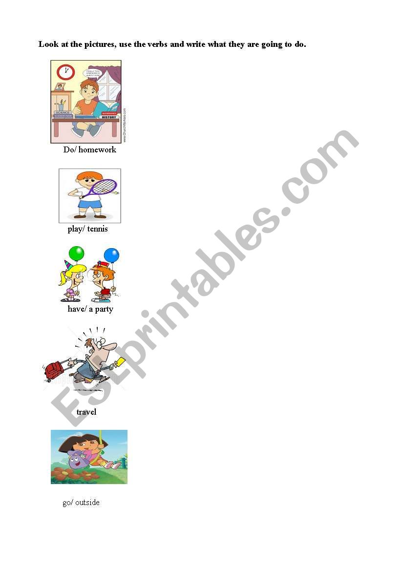 be going to + V1 worksheet