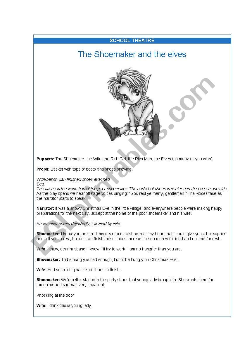 The shoemaker and the elves worksheet