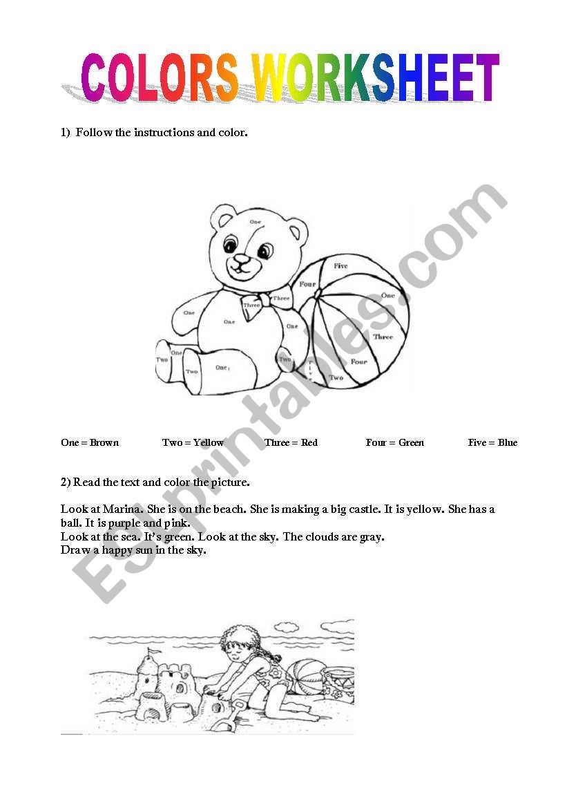 Colors for kids worksheet