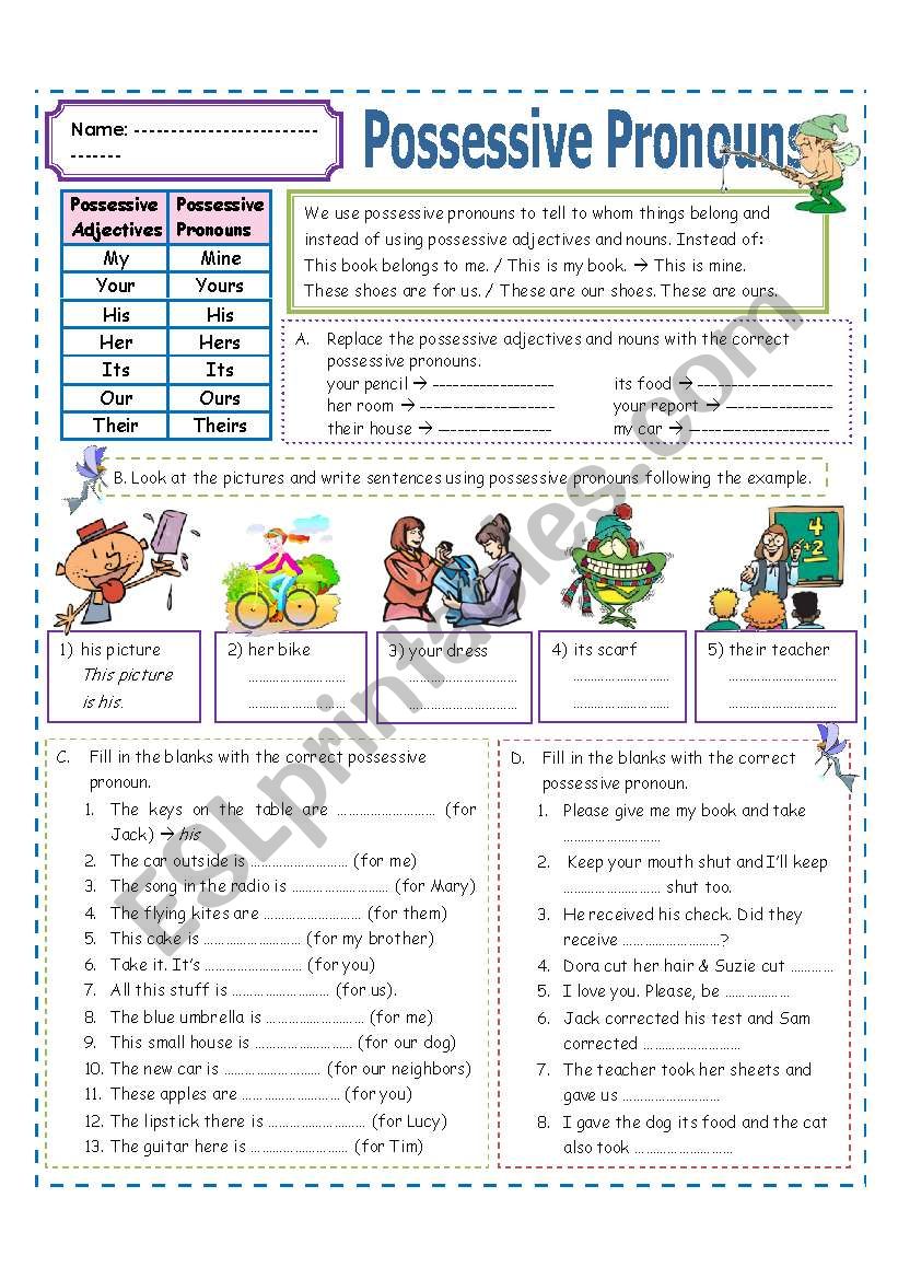 Possessive Pronouns worksheet