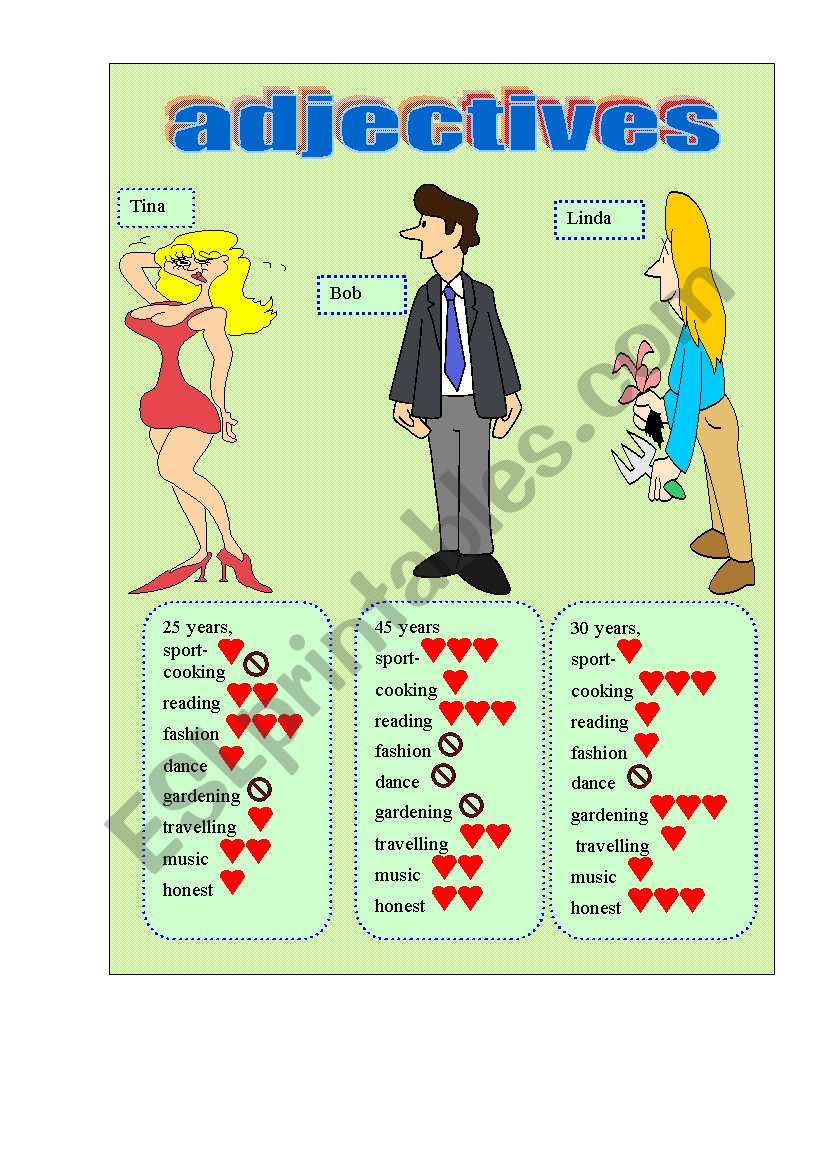 Adjectives- 2 pages! worksheet