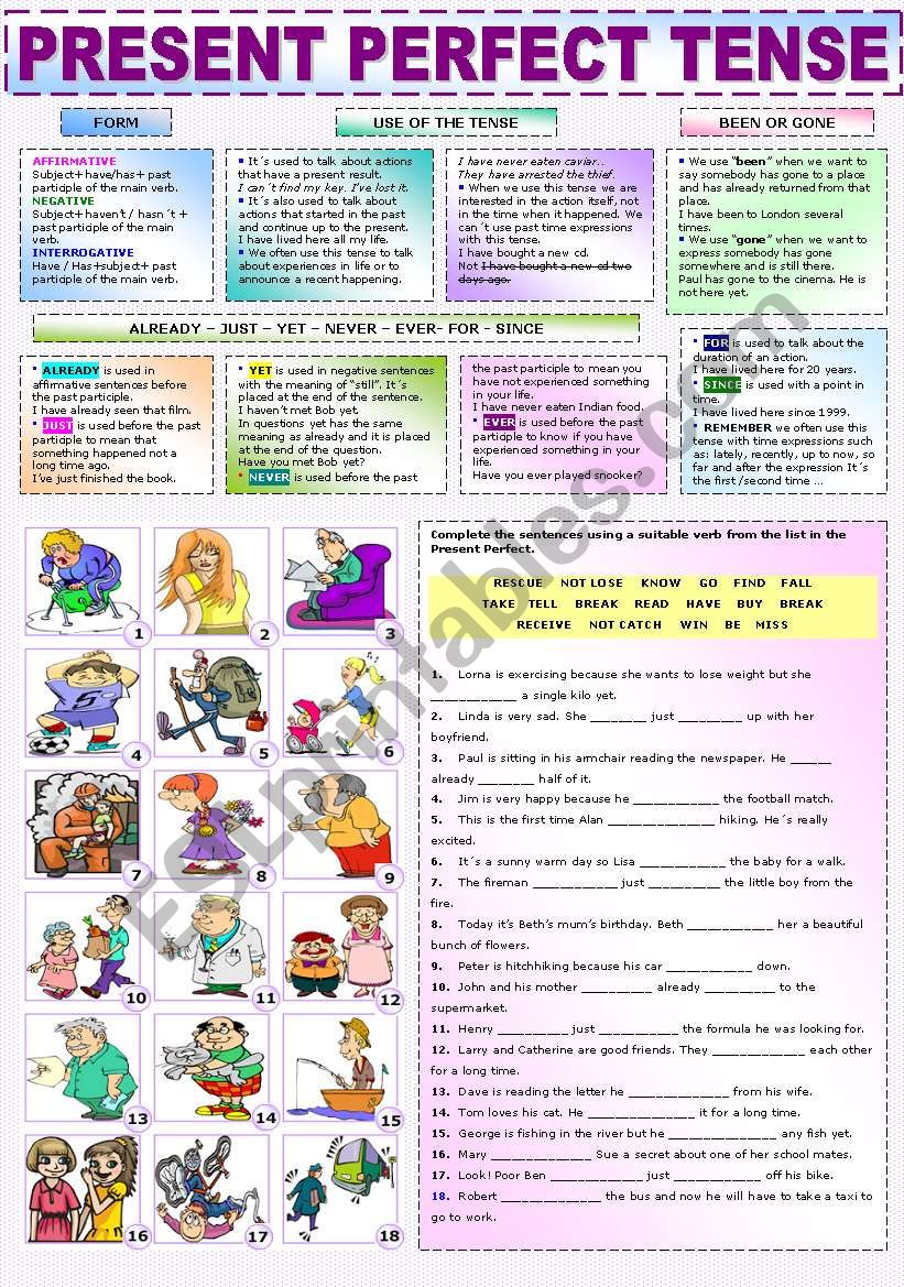 THE PRESENT PERFECT TENSE worksheet