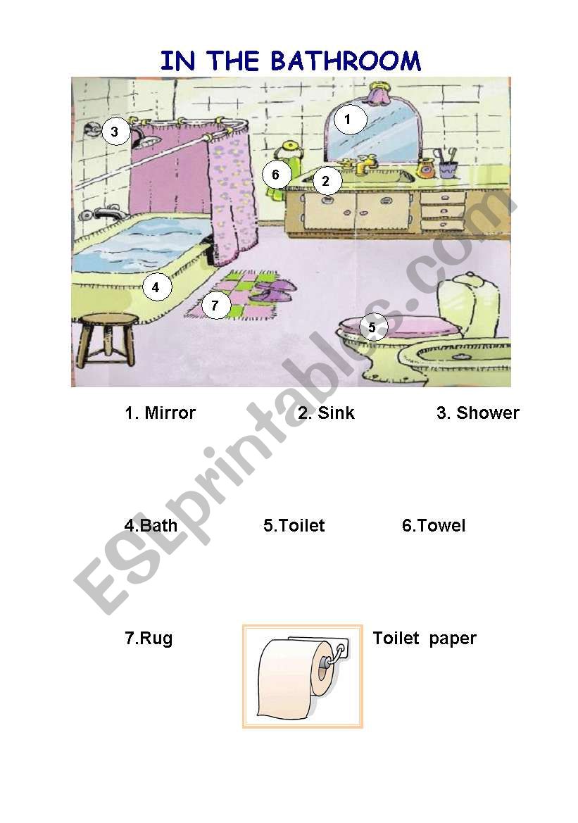 IN THE BATHROOM -  FURNITURE worksheet