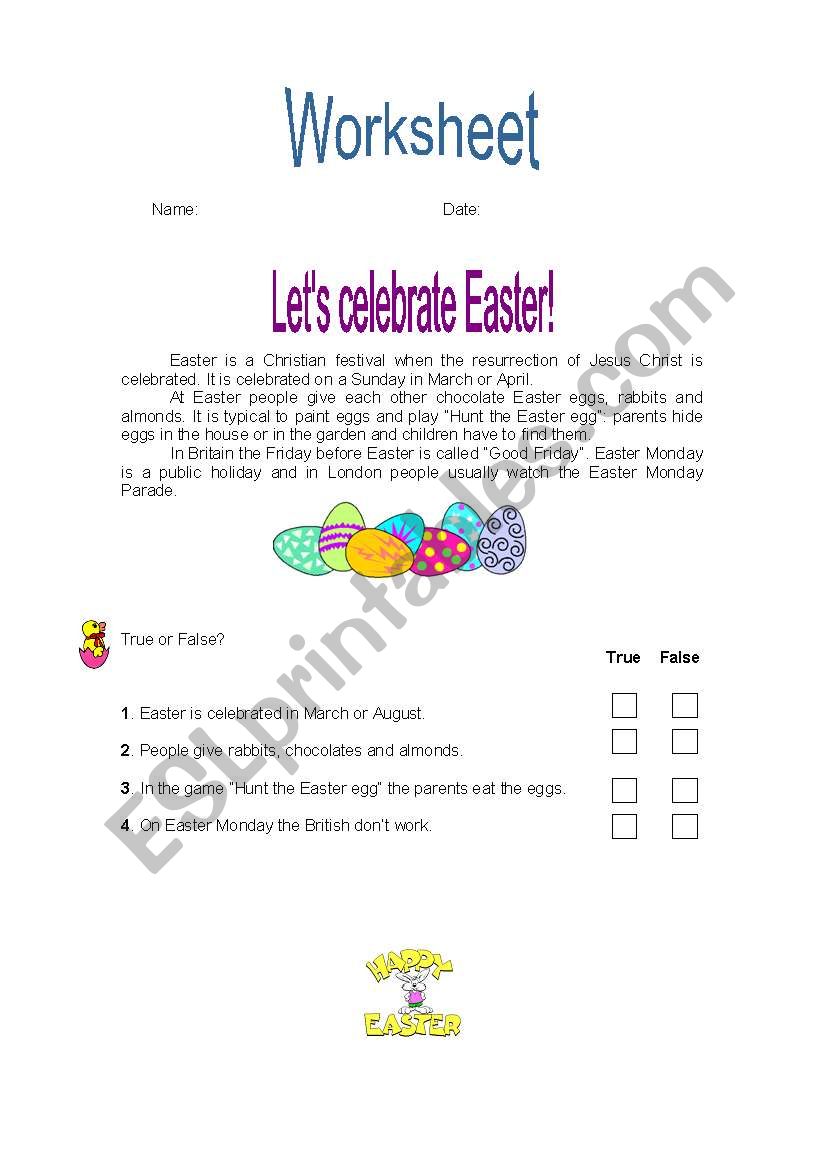 Easter worksheet