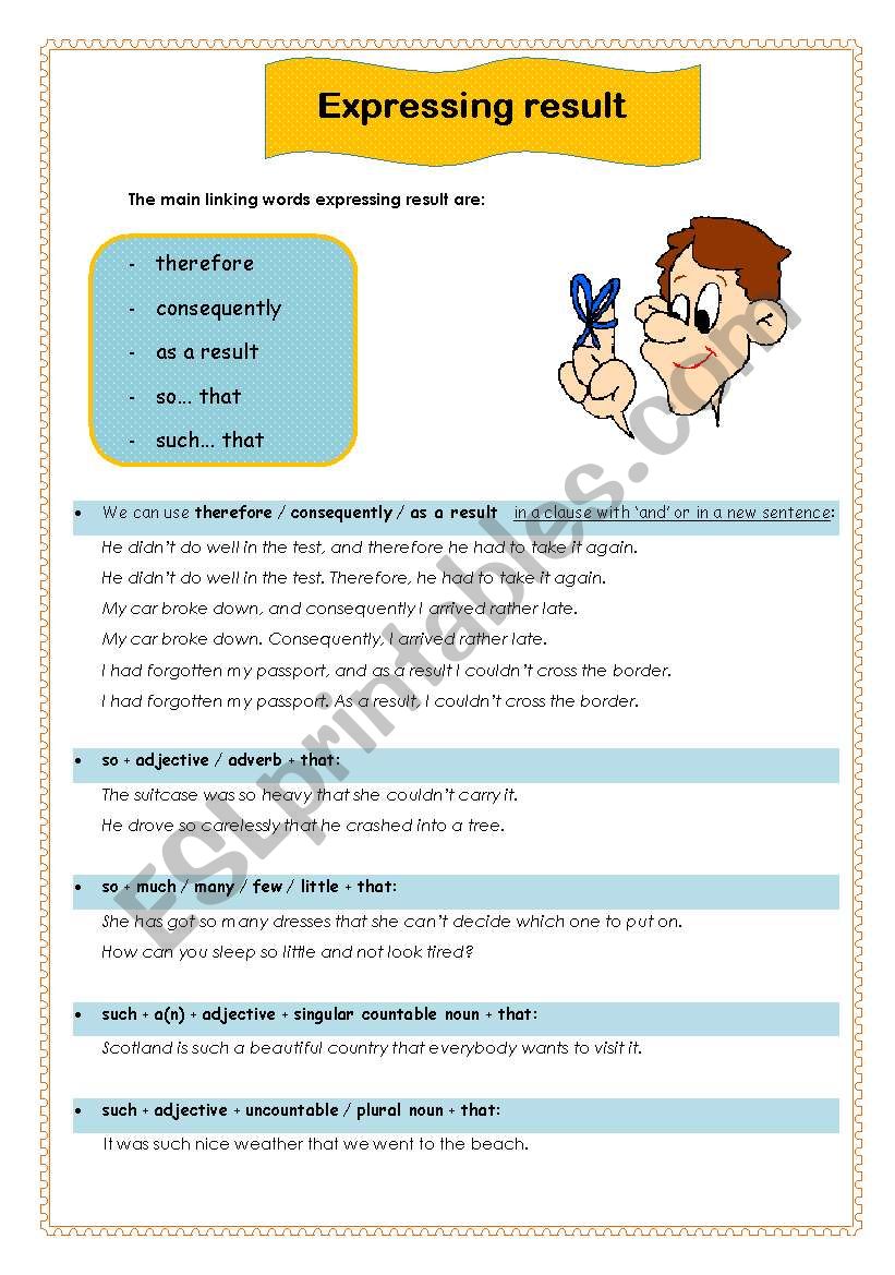 Expressing result worksheet