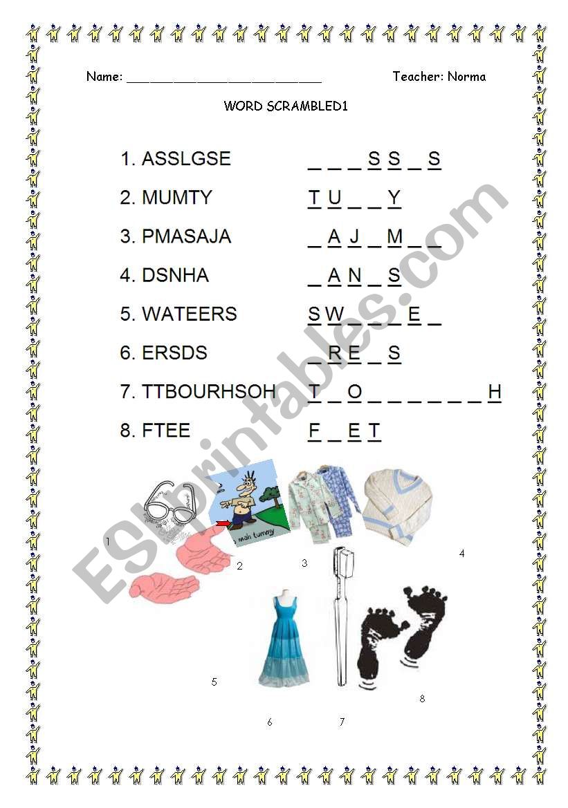 Body and Clothes worksheet