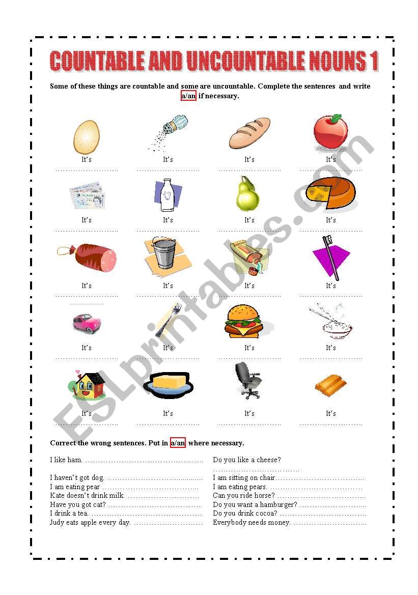 Countable and uncountable nouns 1