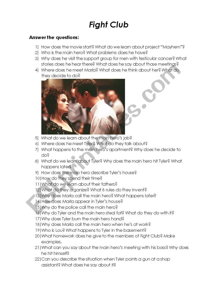 FIGHT CLUB worksheet