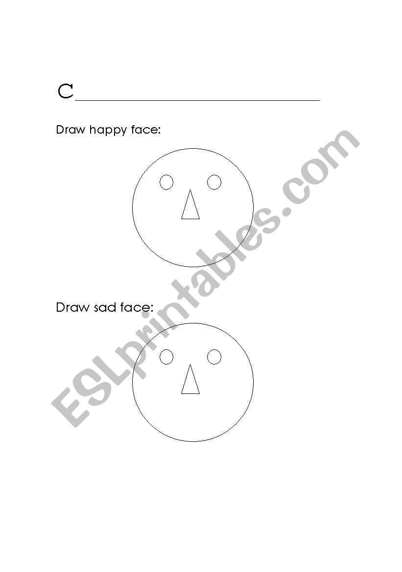Sad and happy face  worksheet