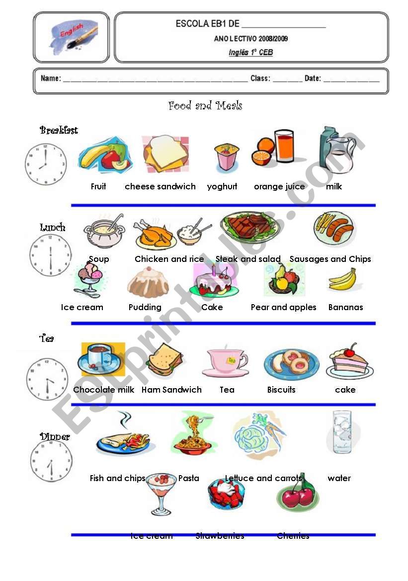 Food and Meals worksheet