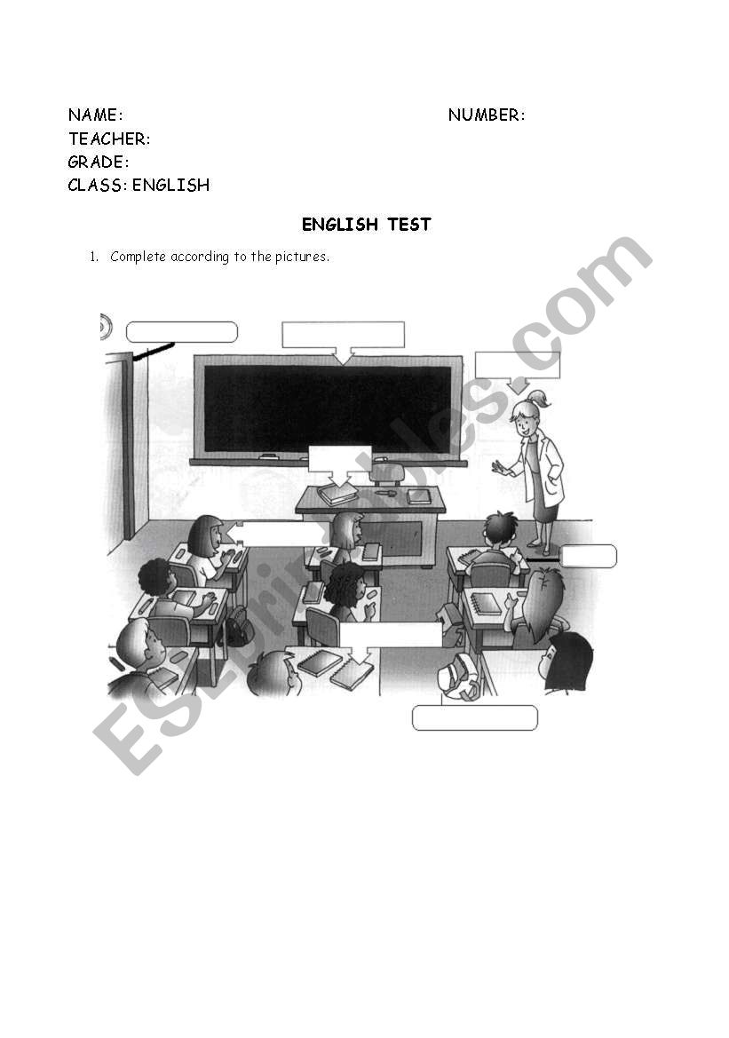 Vocabulary test worksheet