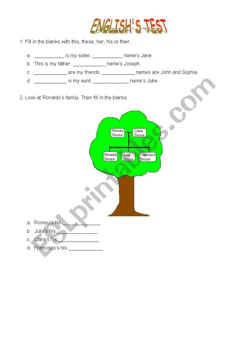 Family worksheet