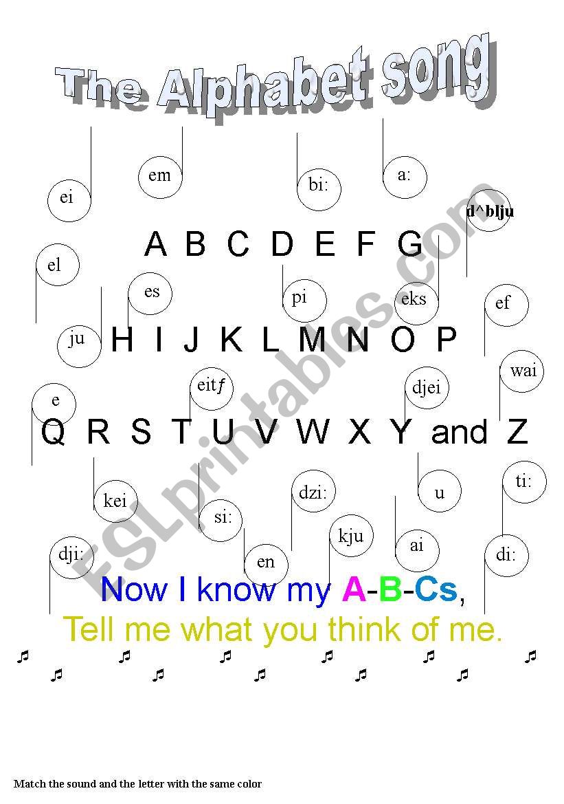 The alphabet song worksheet