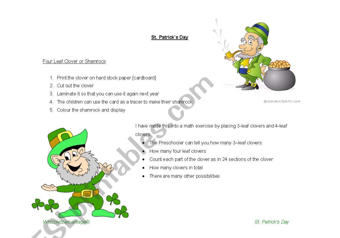 St. Patrick´s Day - ESL worksheet by Whizzkidz