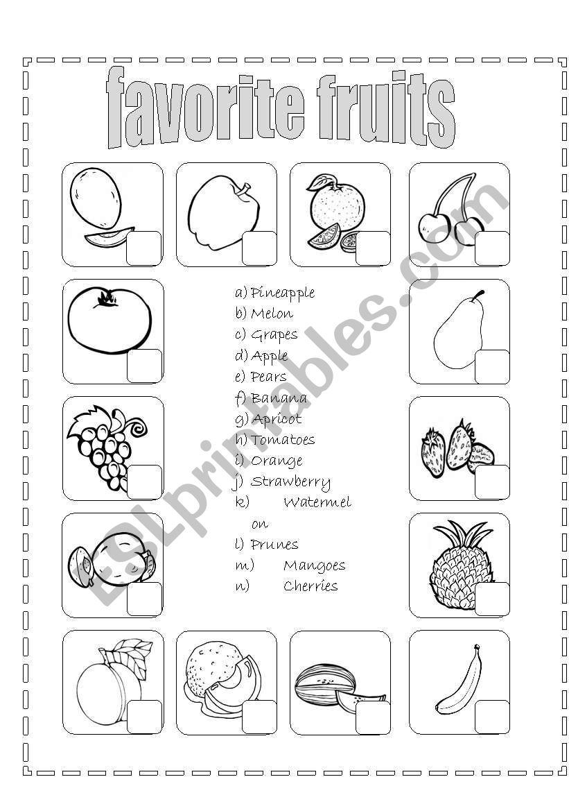 my favorite fruits worksheet